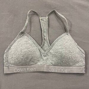 Calvin Klein Motive Cotton Lightly Lined Racerback Bralette in heather